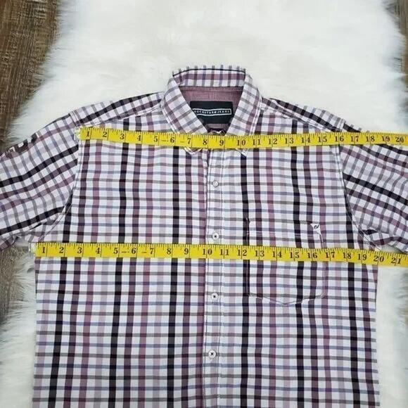 Rockstar Jeans Plaid Checks Shirt Snap Button Contrast Roll tab Rare Unique XS S - Picture 9 of 10